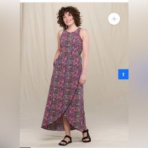 Toad & Co. Butterfly maxi quick dry dress. Pockets. Size L. Like new.